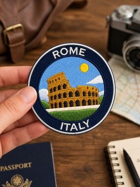 Rome Italy Colosseum Embroidered Iron On Patch 3 Inch Travel Souvenir Badge